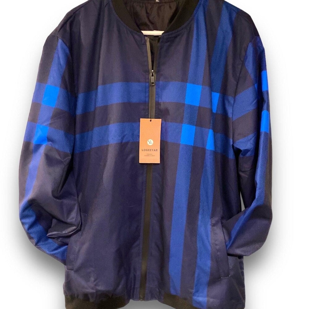 Men's Casual Jacket XL Plaid Print Sleek Style New